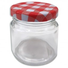 FRASCO DE VIDRIO TAPA A CUADRITOS 380 ML